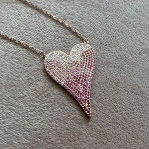 Elegant Pink Heart Pendant Necklace